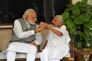 PM Narendra Modi with his mother at 7 RCR