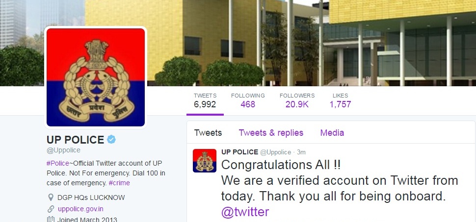 Official Twitter Account Of UP POlice