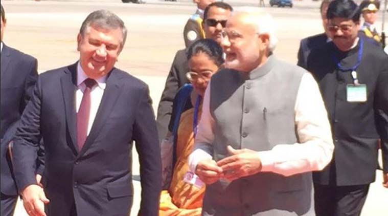 Modi arrives in Uzbekistan