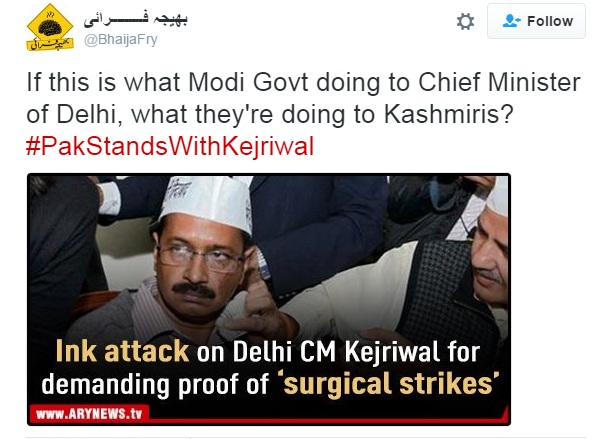 Pak Stands With Kejriwal