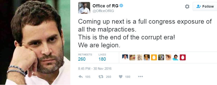 rahul gandhi twitter handle hacked