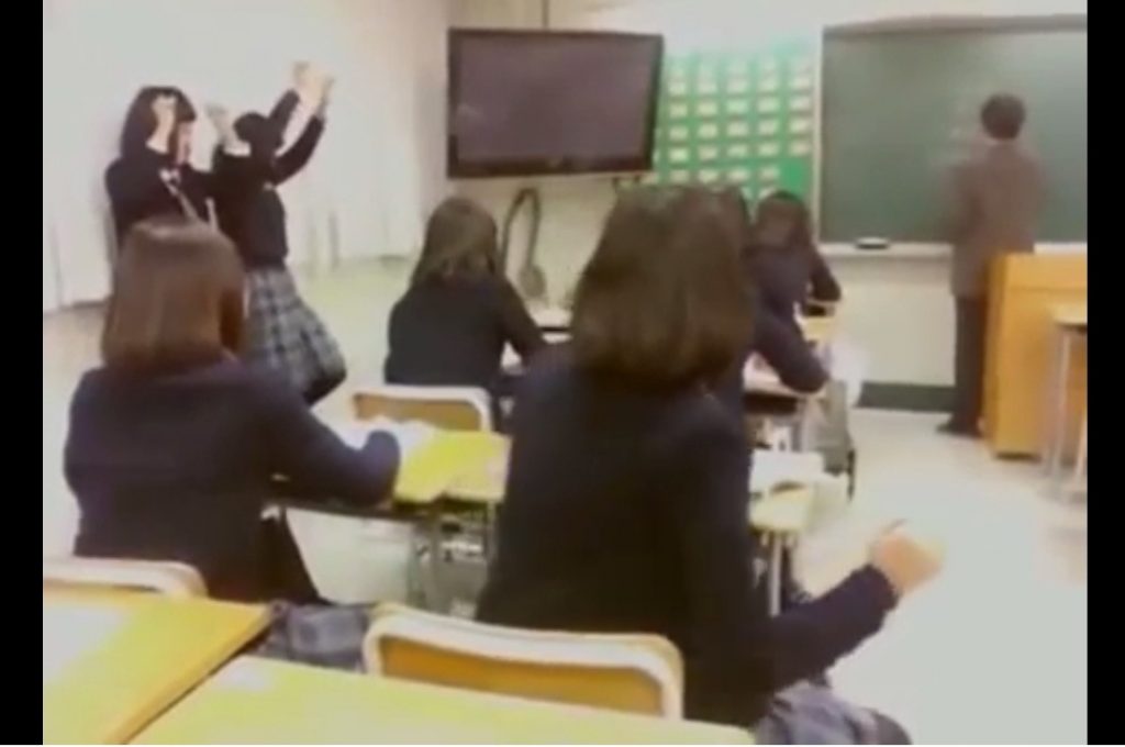 students dancing during class