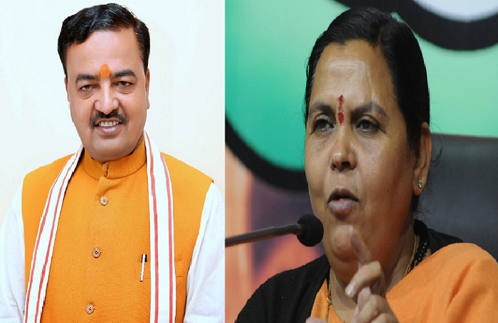 keshav maurya uma bharti public meeting