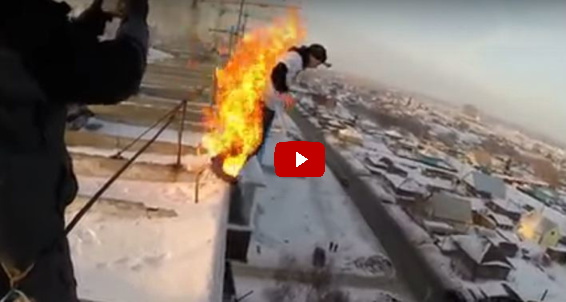 amazing stunt video man fire