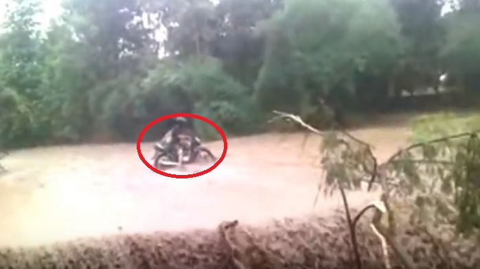 Motorcycle borne washed away