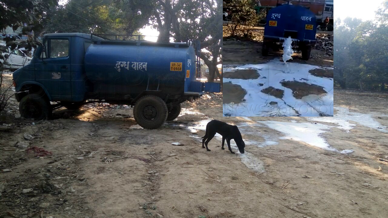 Milk filled tanker thrown in itaunja thana lucknow