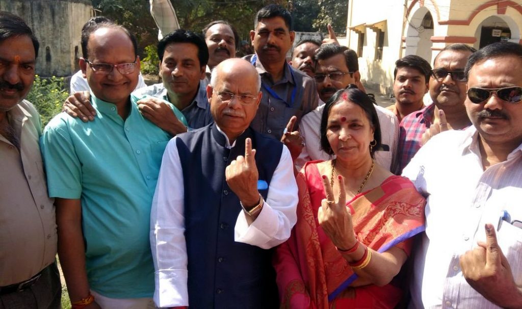 Finance Minister Shiv Pratap Shukla cast his vote in Gorakhpur