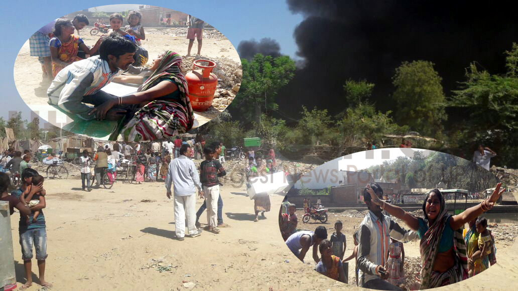 fierce fire at harihar nagar thakurganj slum More than 100 huts burnt