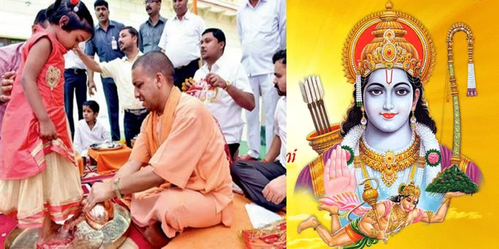 ram navami 2018: CM Yogi Kanya Poojan Gorakhpur maa siddhidatri