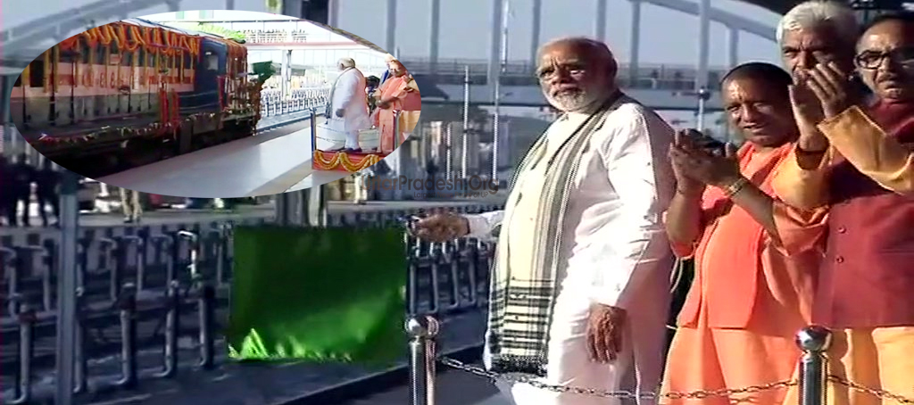 Varanasi : PM Narendra Modi flags off train between Manduadih and Patna.