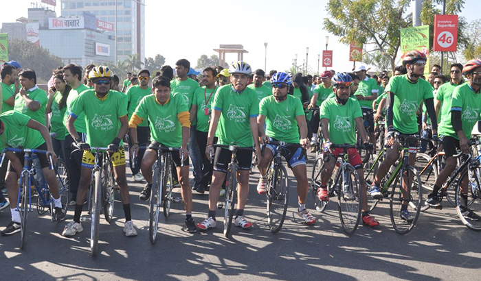 Organizing 'Ek Prayas' cyclothon rally from 1090 to Samta Mulak Chauraha