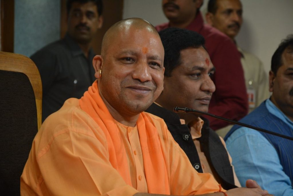 cm adityanath yogi BJP flagged saffron flag