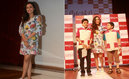 Rani Mukherjee felicitates the winners of the Camlin-Hichki contest