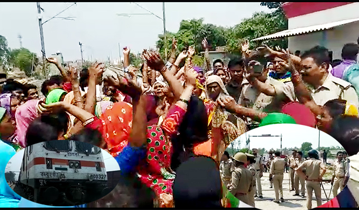 #Bharat bandh: protesters stop the Himgiri Express in Moradabad