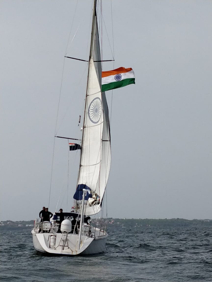 INSV Team Tarini reach receives Nirmala Sitharaman