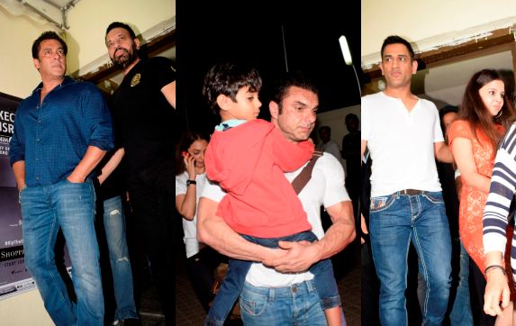 M. S. Dhoni, Salman and Sohail Khan attended the screening of 'Race3'