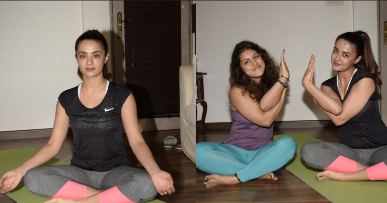 Surveen Chawla snapped promoting 'International Yoga Day'! :Photos