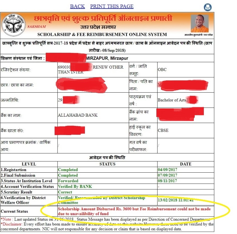 Uttar Pradesh OBC Scholarship Scam