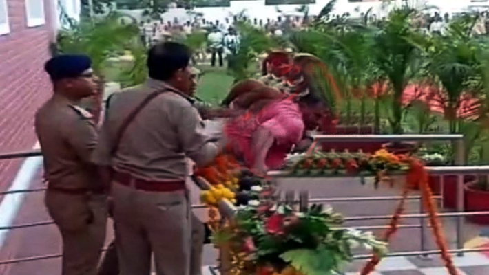 Cop Attempt To Self Immolation in CM Yogi Program