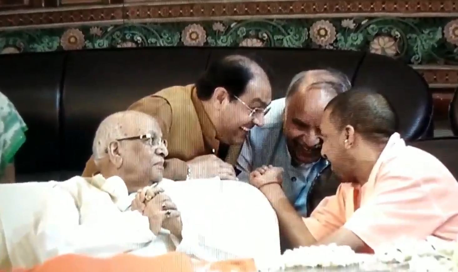 cm yogi and up ministers seen laughing