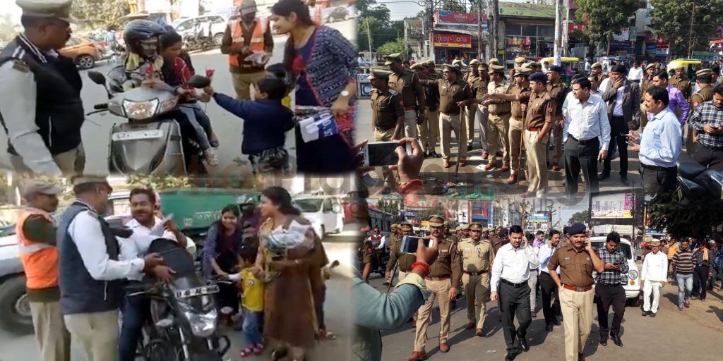 Traffic Rules Taught by Children by Giving Red Roses