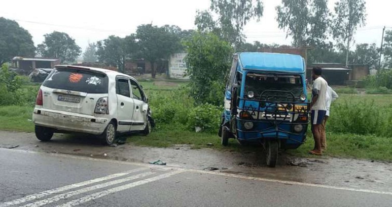 Car and truck collision