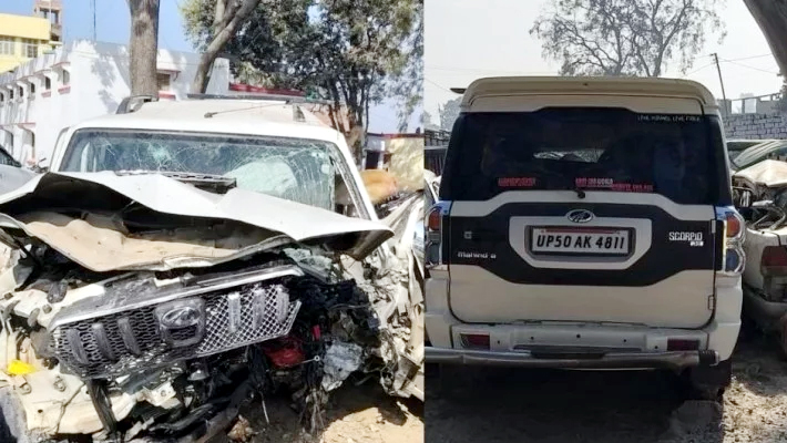 Four People killed in Road Accident Scorpio Car Collides with Divider